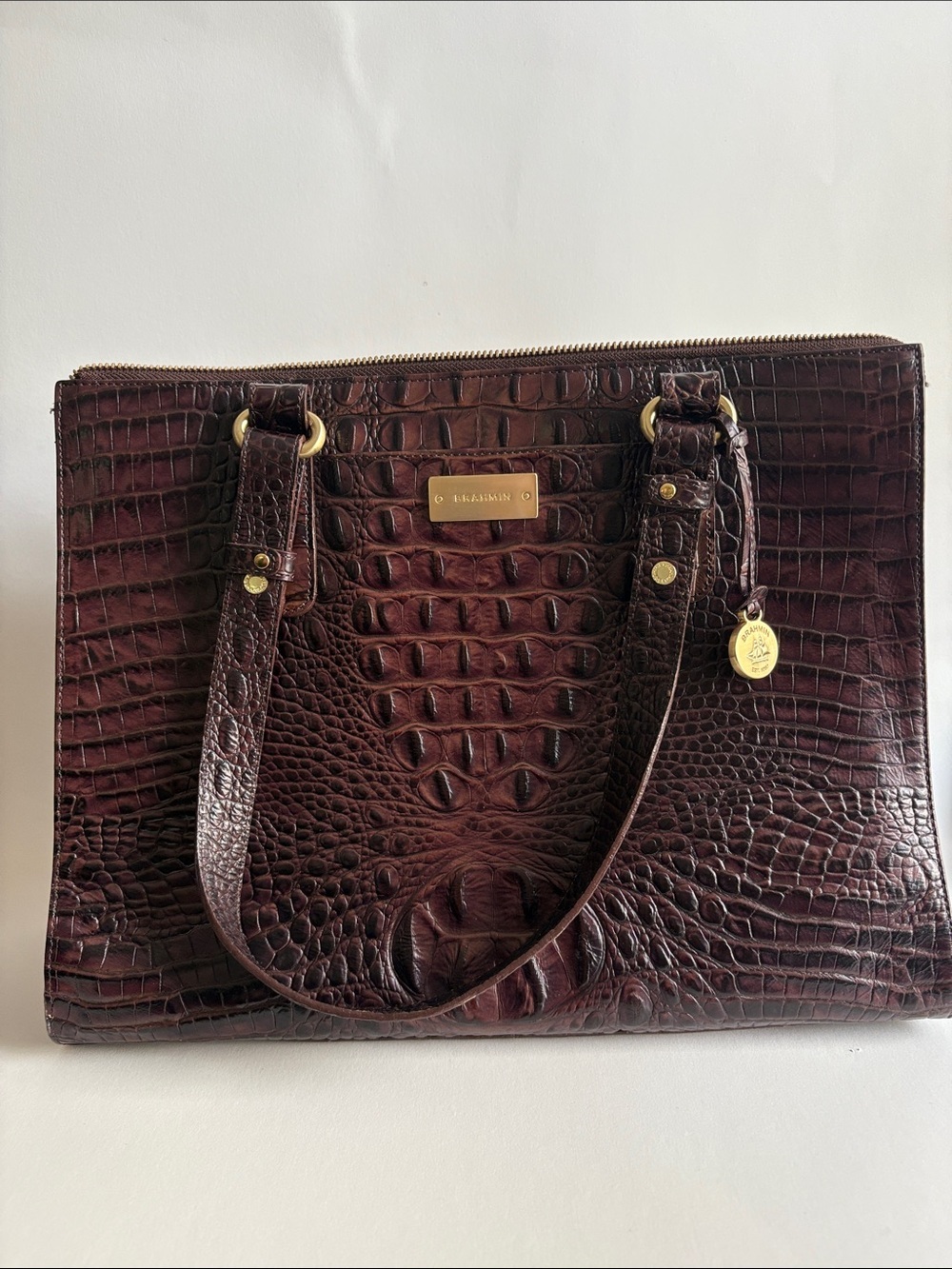 Brahmin Anywhere Tote- Truffle Melbourne Croc-Embossed Leather Tote in Brown - Picture 2 of 9